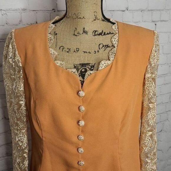 Vintage Handmade Victorian Lace Brocade Romantic Jacket - Picture 3 of 15